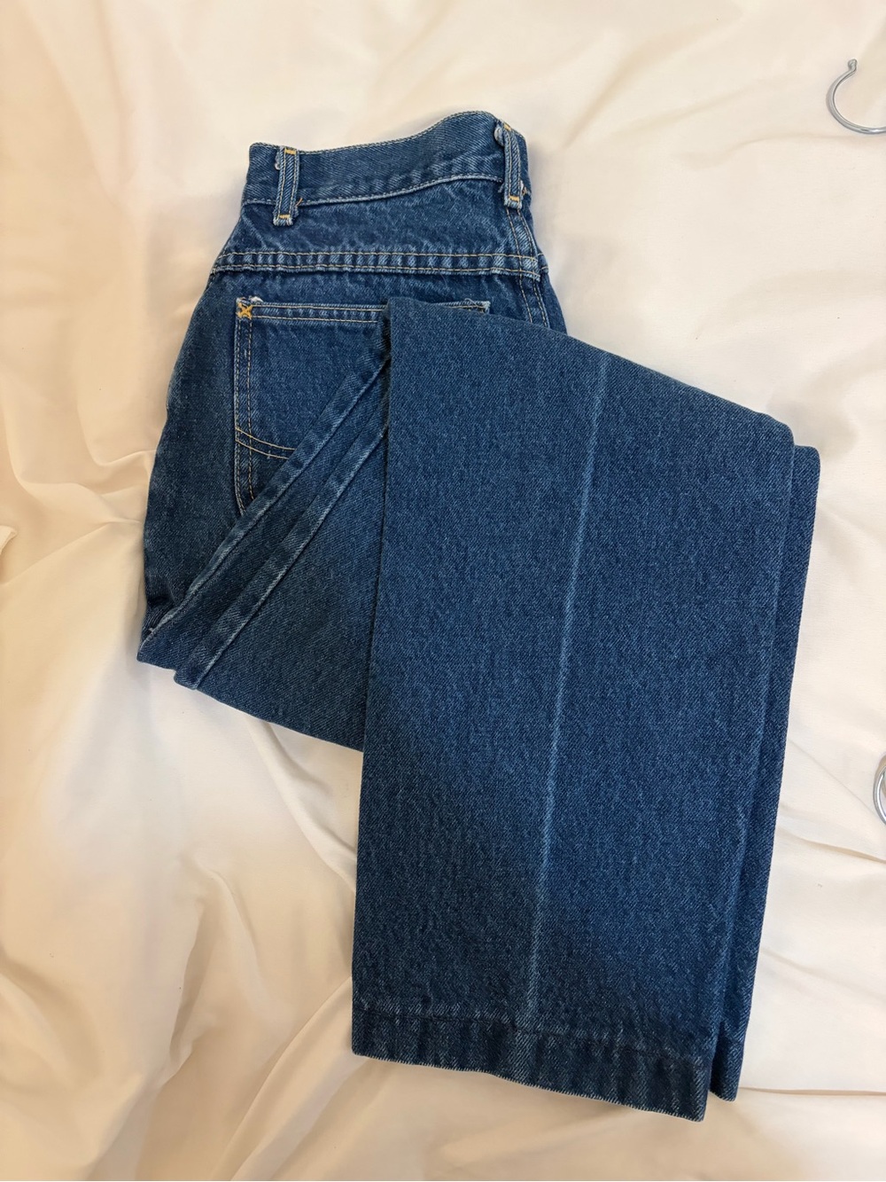 Lee Classic Denim Jeans in Blue with Brown Leather Patch
